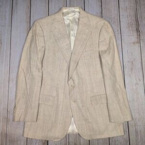 VTG Polo University Club Blazer Two Button Beige Sport‎ Coat Jacket Mens 41R